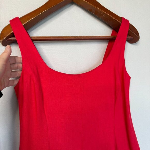 Gap Red Linen Blend Square Neck Sleeveless Fit & Flare Long Midi Dress Small - Picture 3 of 11